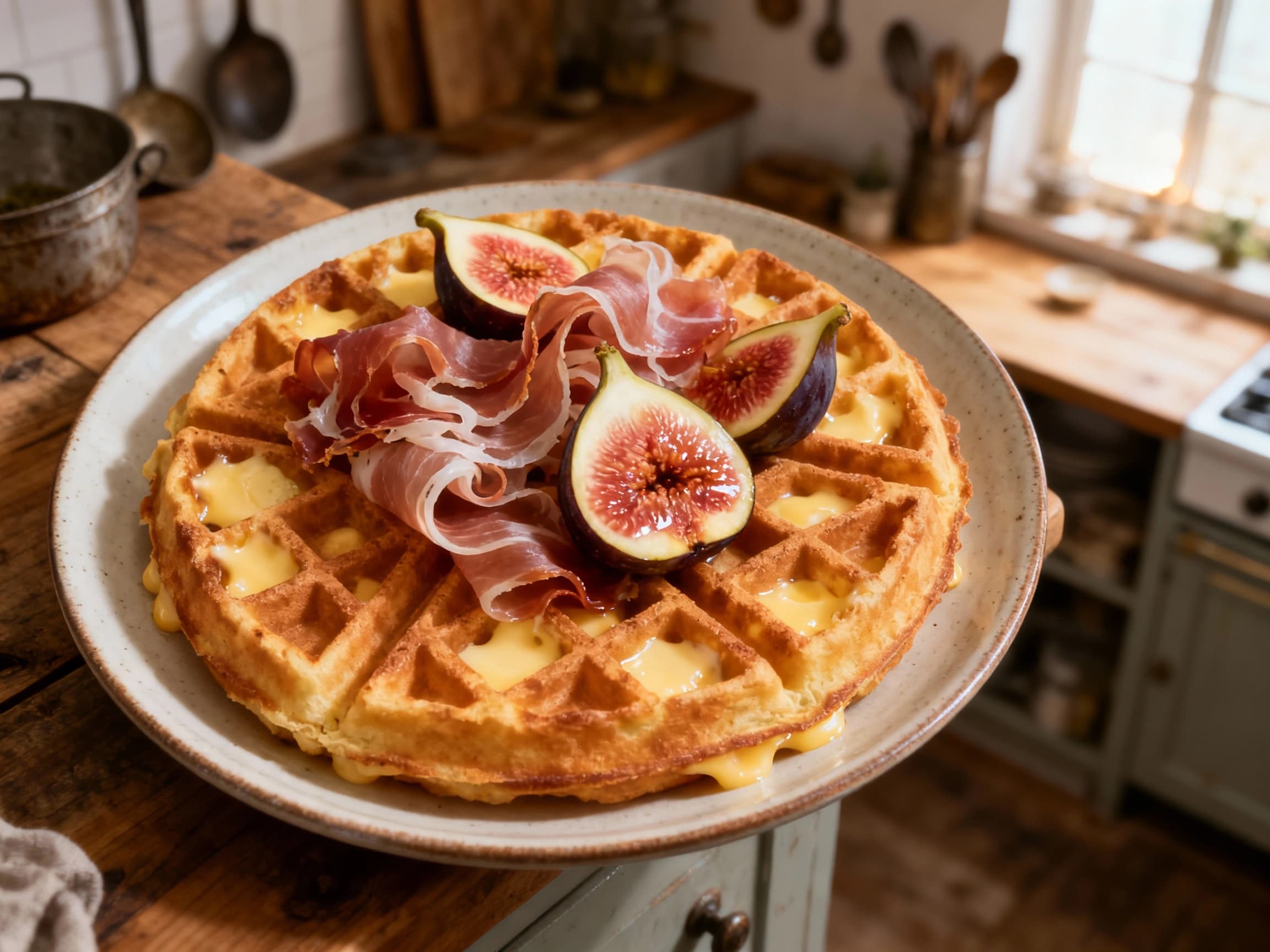 Savory Liege Waffle with Prosciutto and Fig - Image 1
