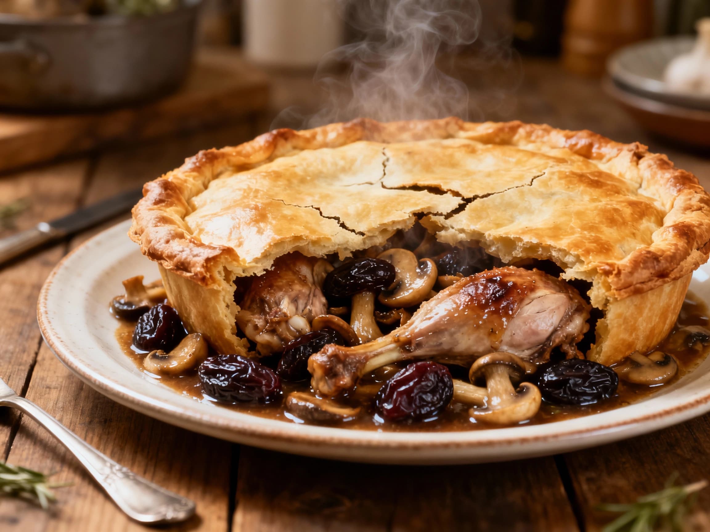 Rabbit and Prune Pot Pie with Mushrooms - Image 1