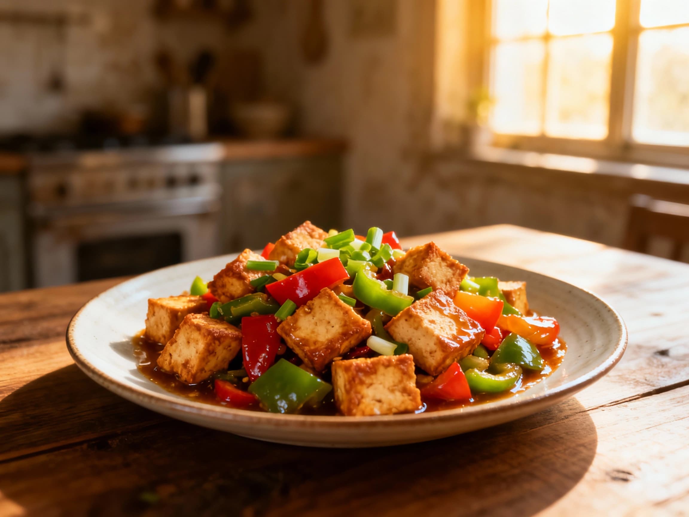 Vegetable Kung Pao Stir-Fry with Crispy Tofu - Image 1