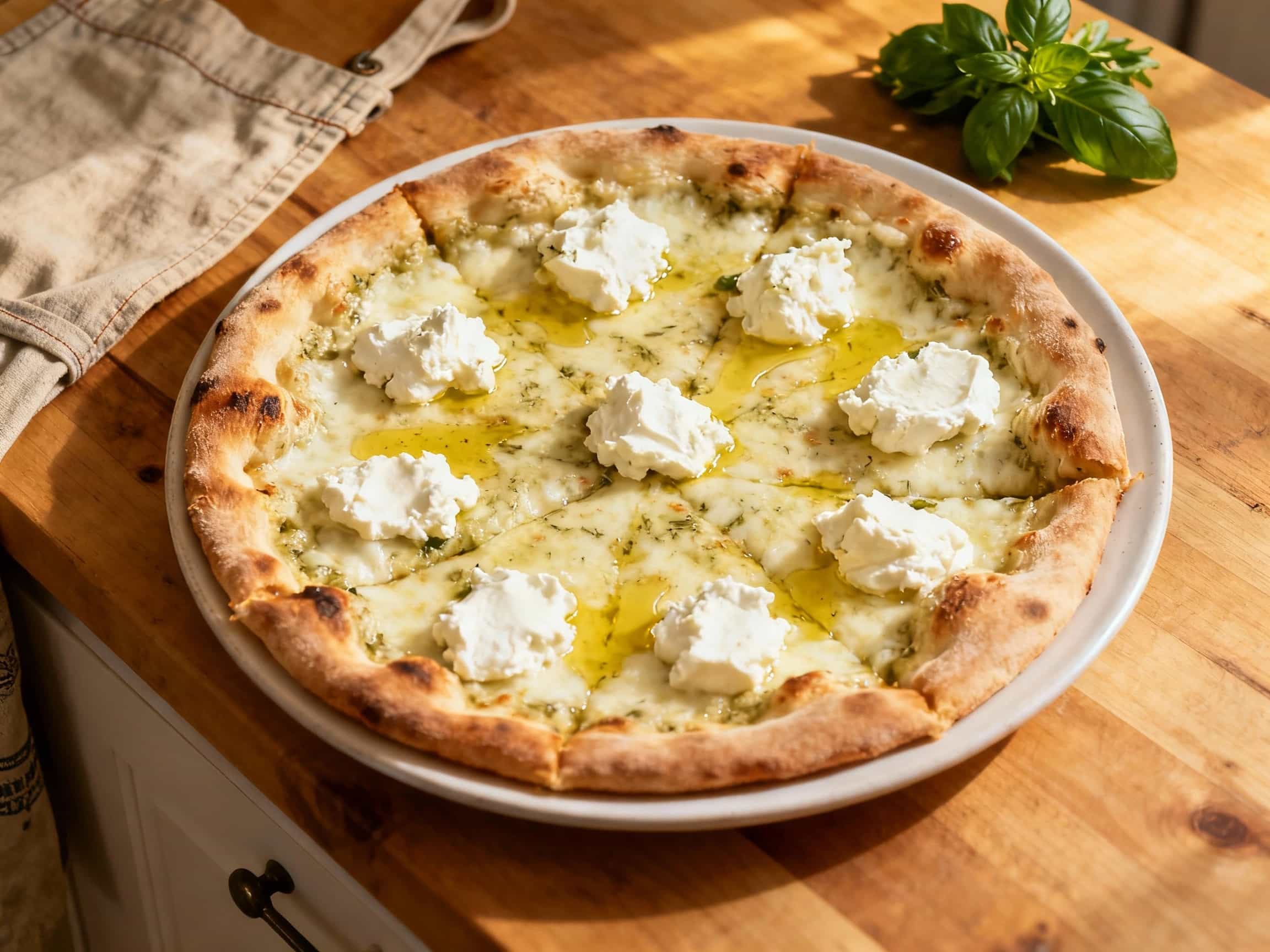 White New York Style Pizza with Garlic Ricotta - Image 1