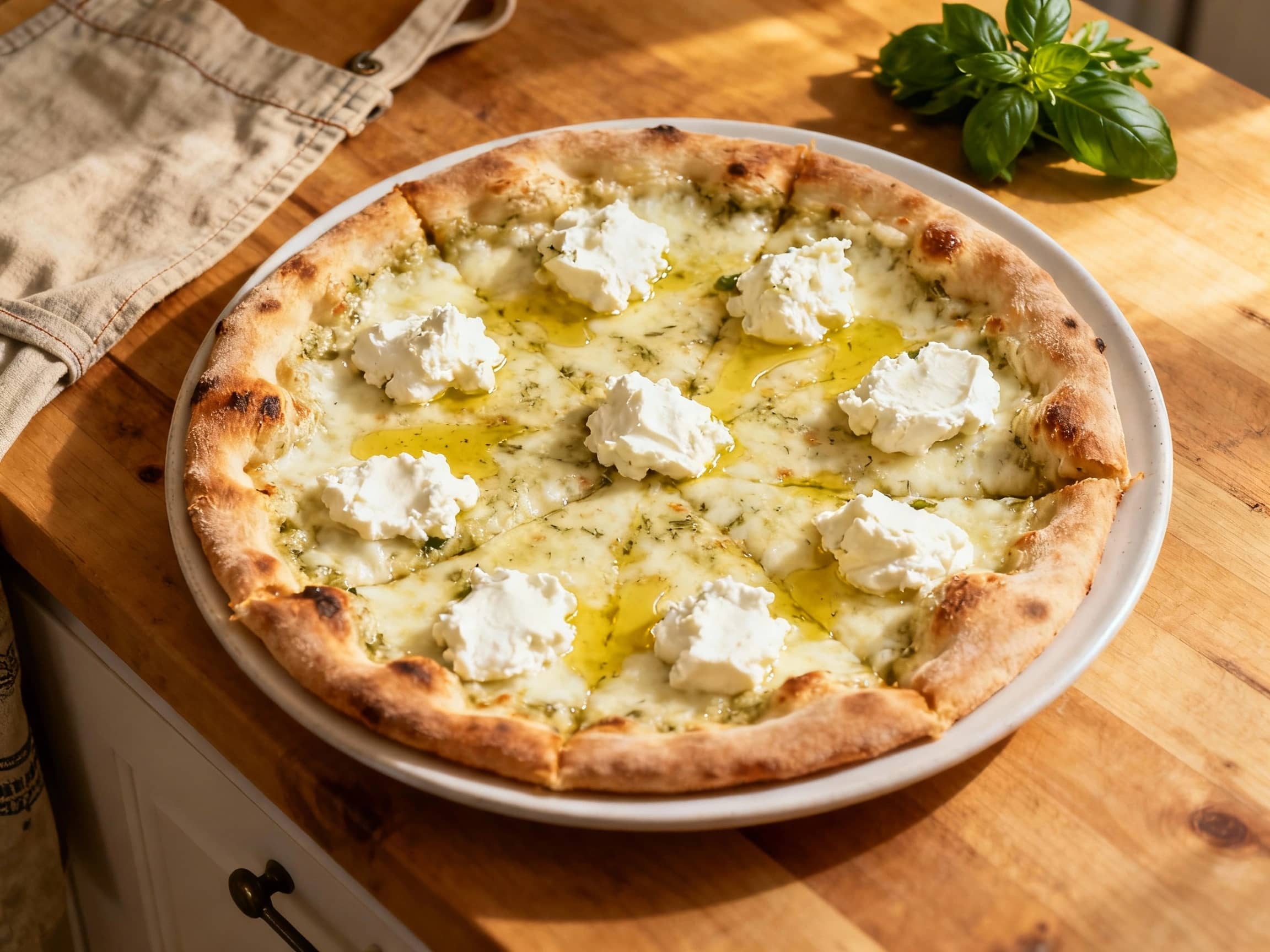 White New York Style Pizza with Garlic Ricotta