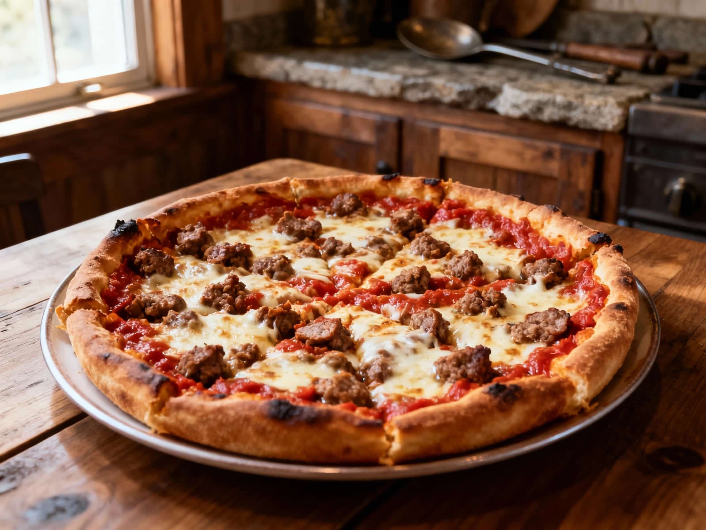 Classic Chicago Deep Dish Sausage Pizza