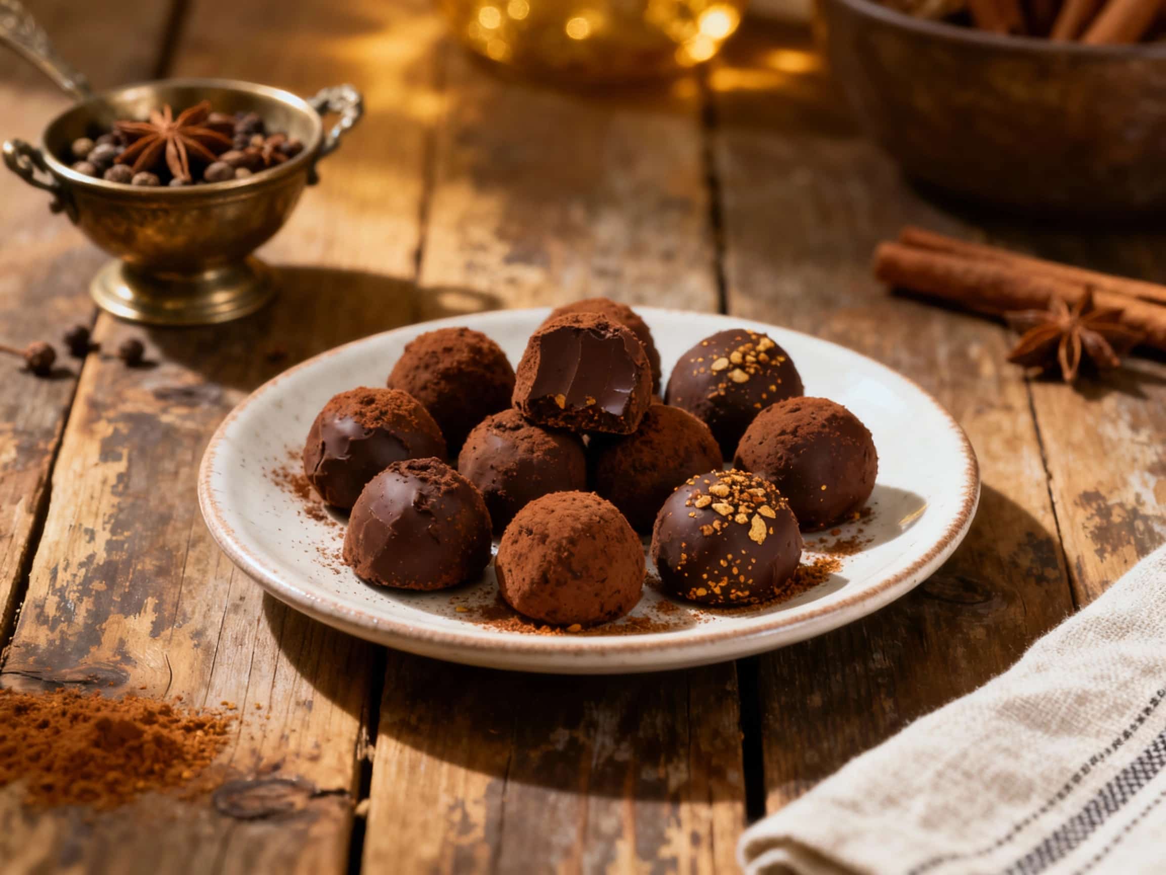 Chai-Spiced Dark Chocolate Truffles