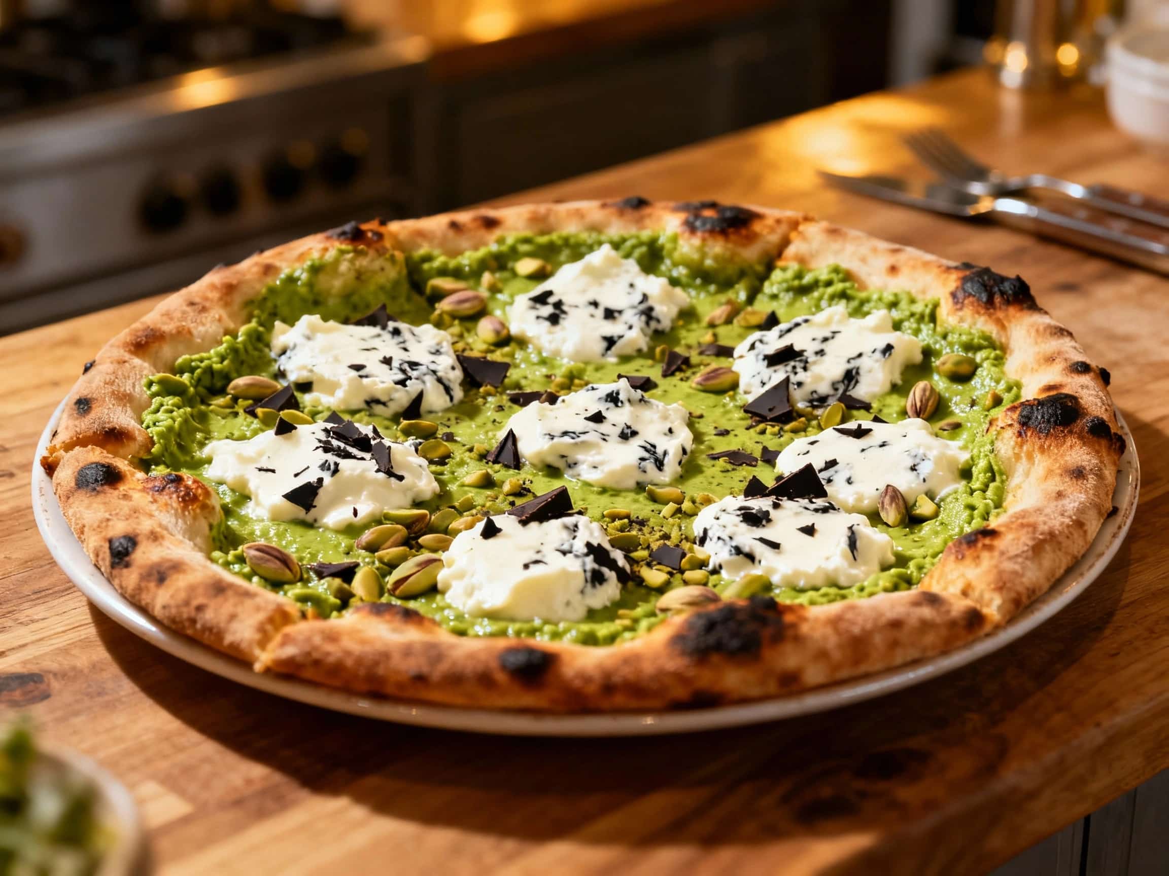 Pistachio and Stracciatella Neapolitan Pizza