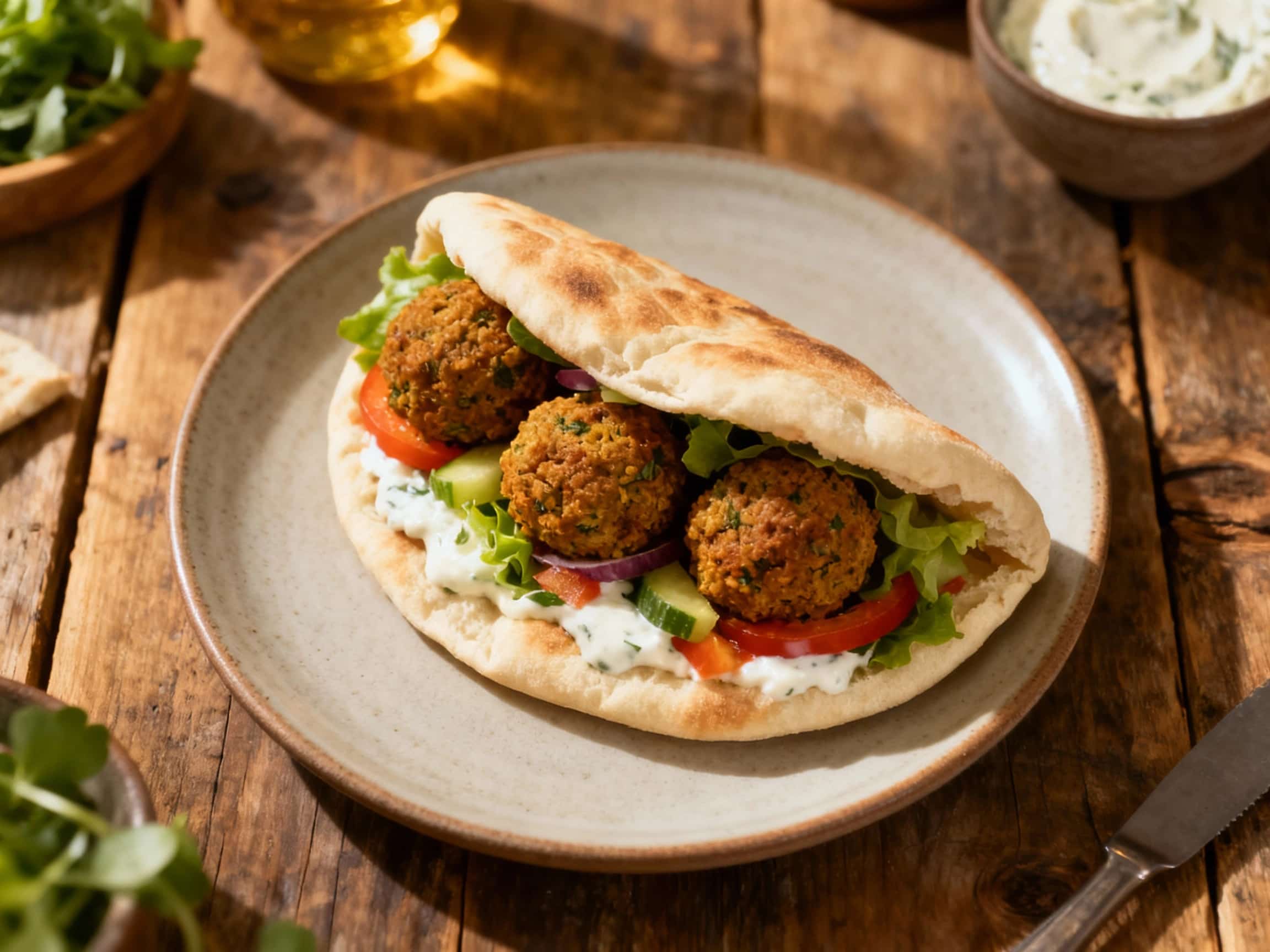Mediterranean Falafel Pita Sandwich