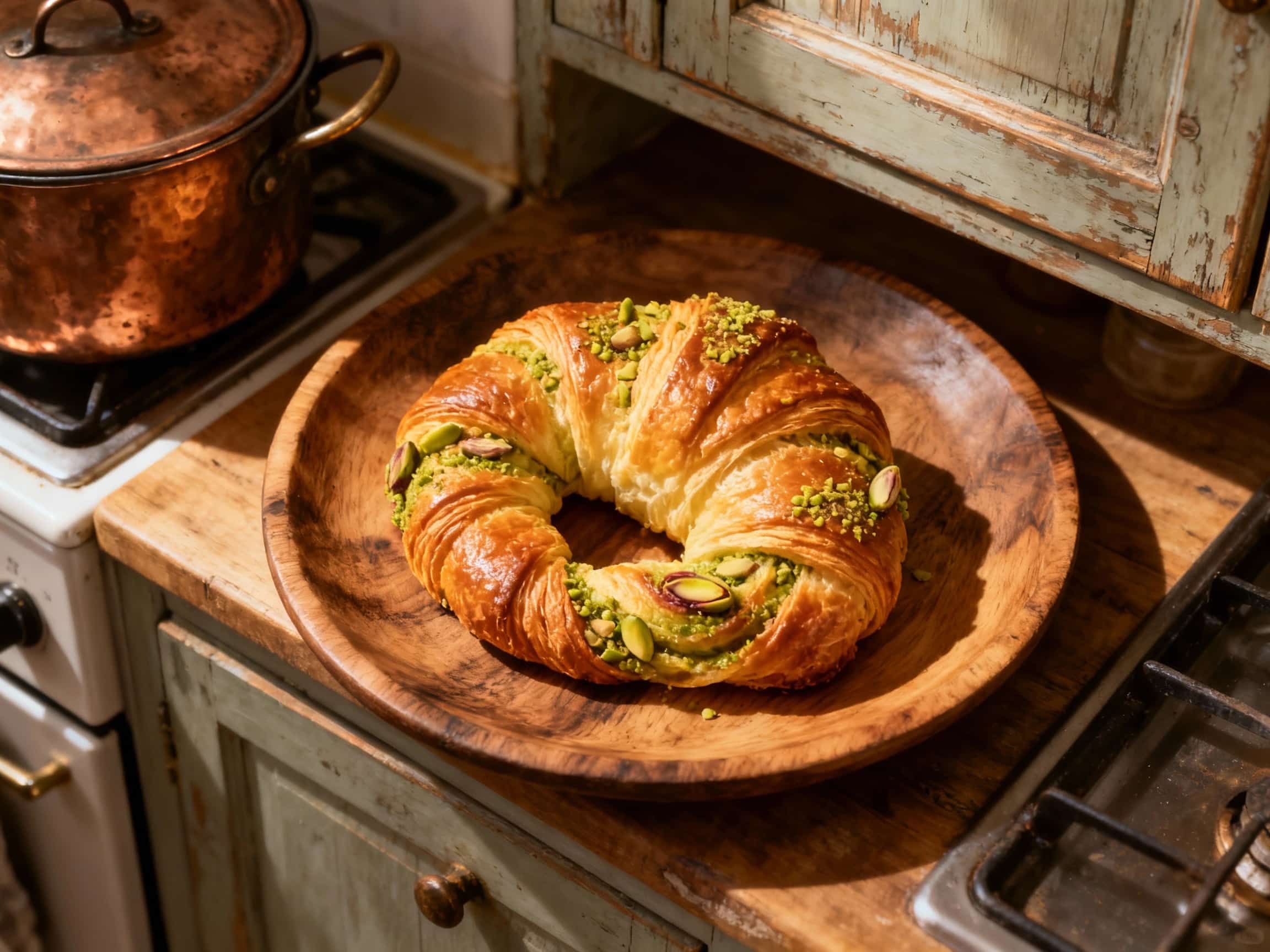Pistachio Rose Croissant Twist