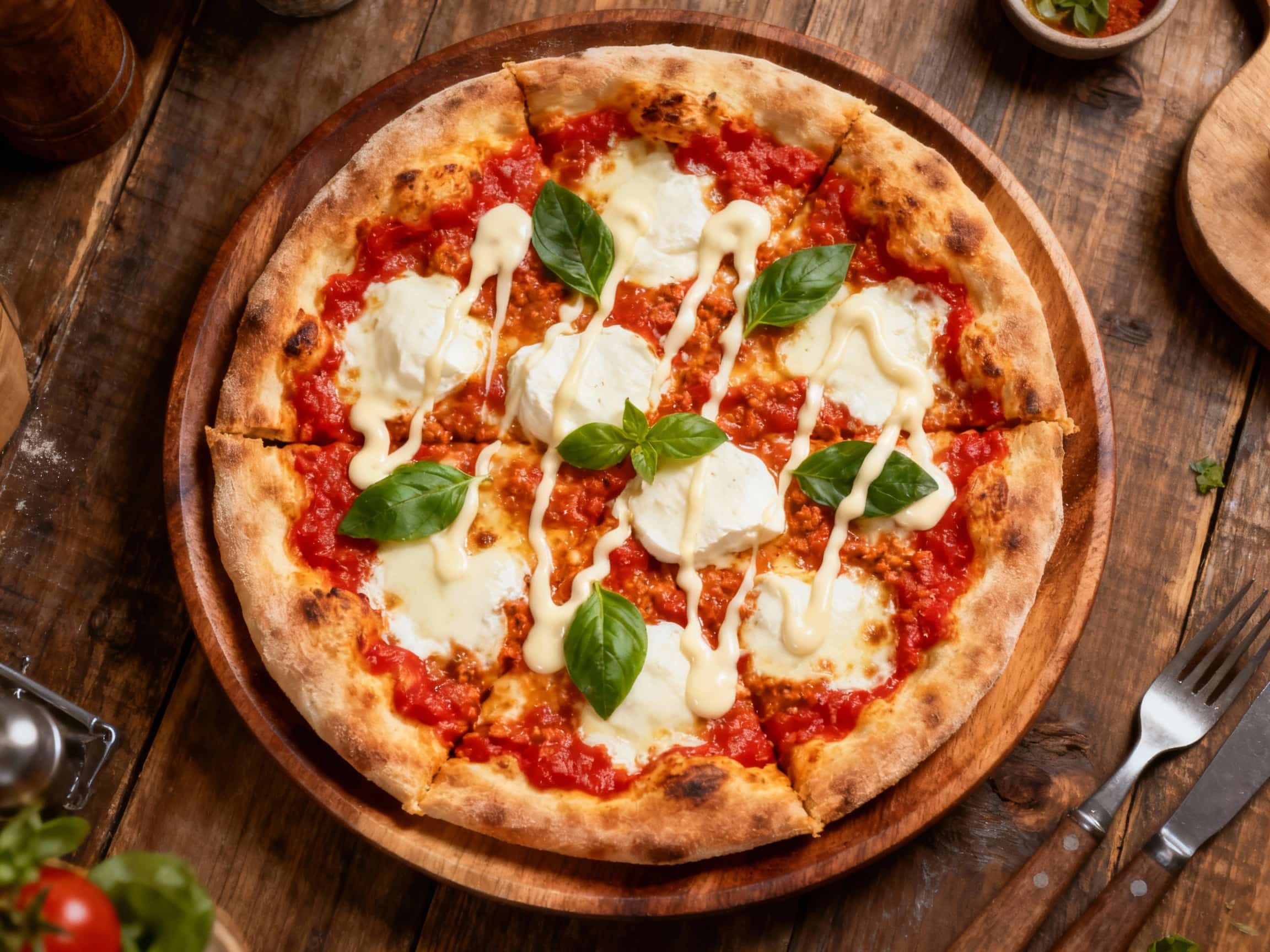 Creamy Vodka Sauce Margherita Pizza