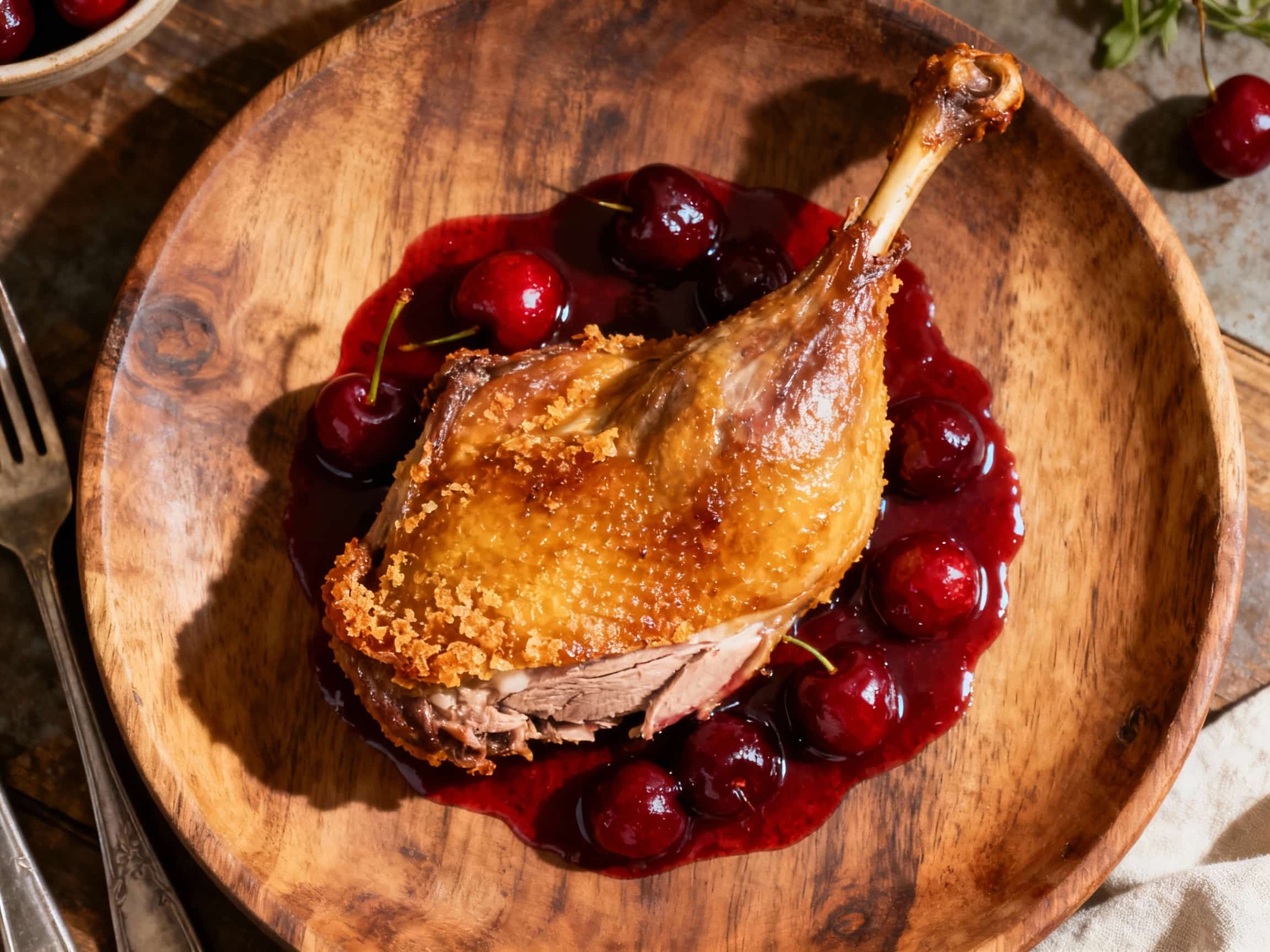 Quick Duck Confit-Inspired Legs with Cherry Sauce