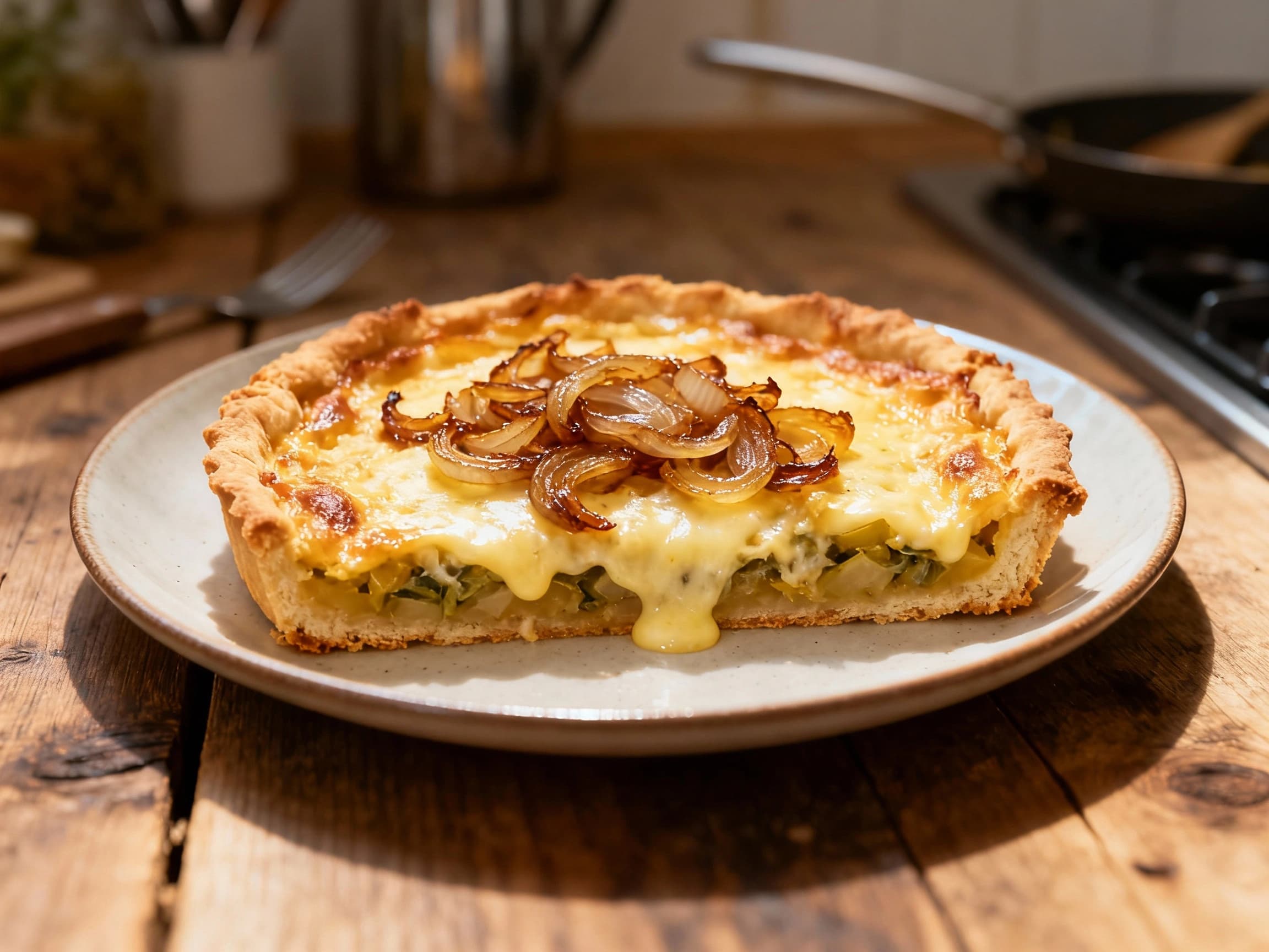 Vegetarian Zwiebelkuchen on Shortcrust with Gruyère