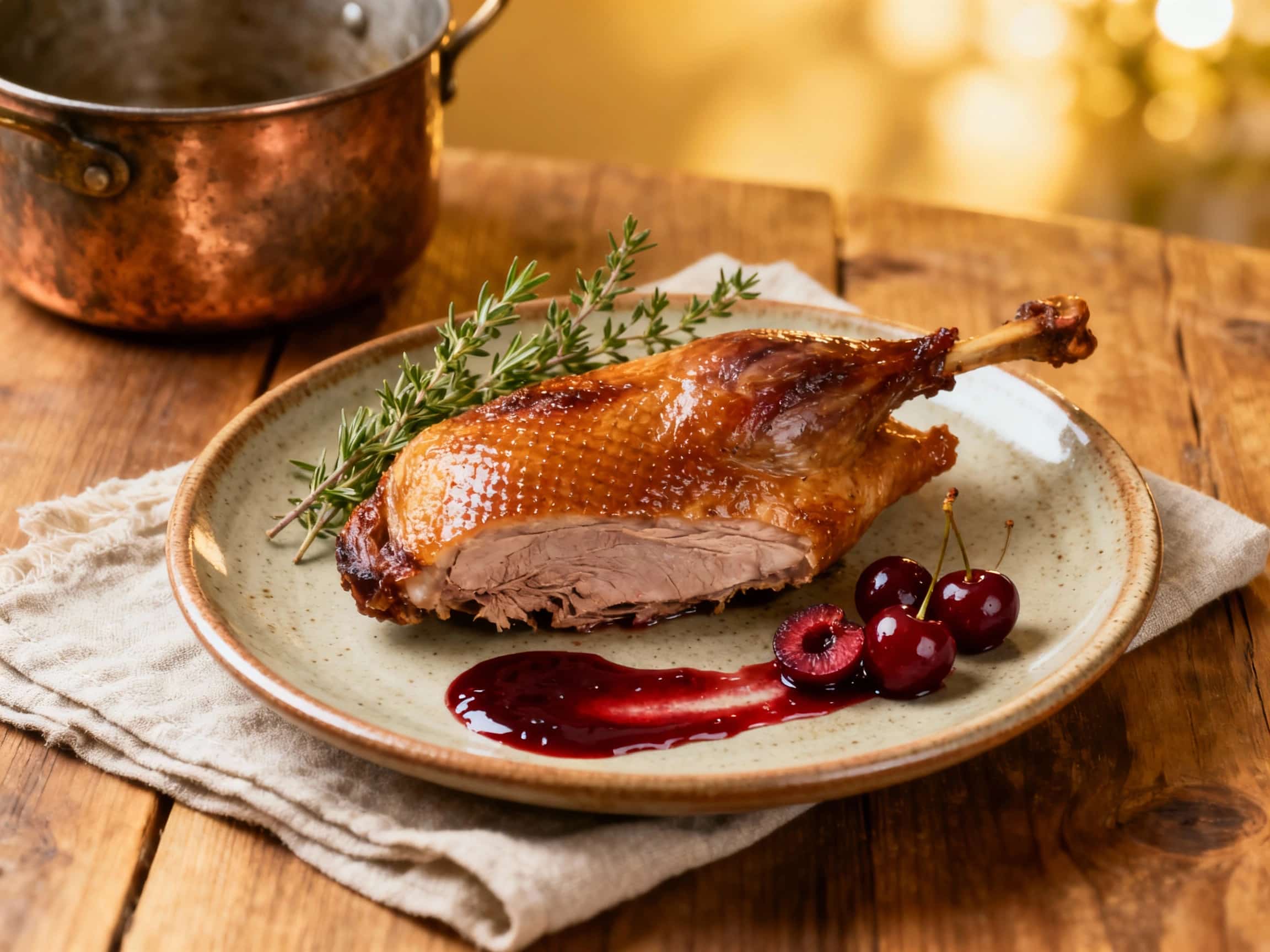 Sous Vide Duck Confit with Cherry Gastrique
