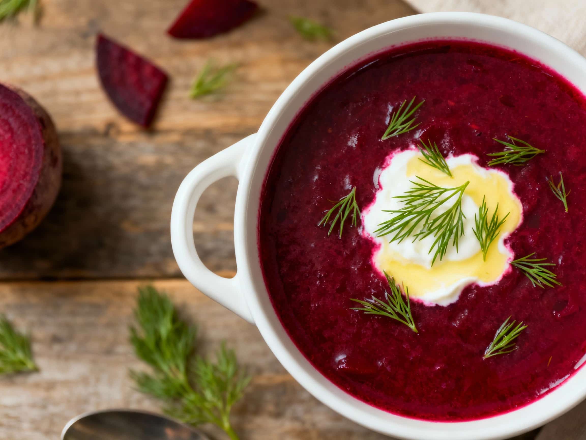 Chilled Beet Borscht with Dill Yogurt