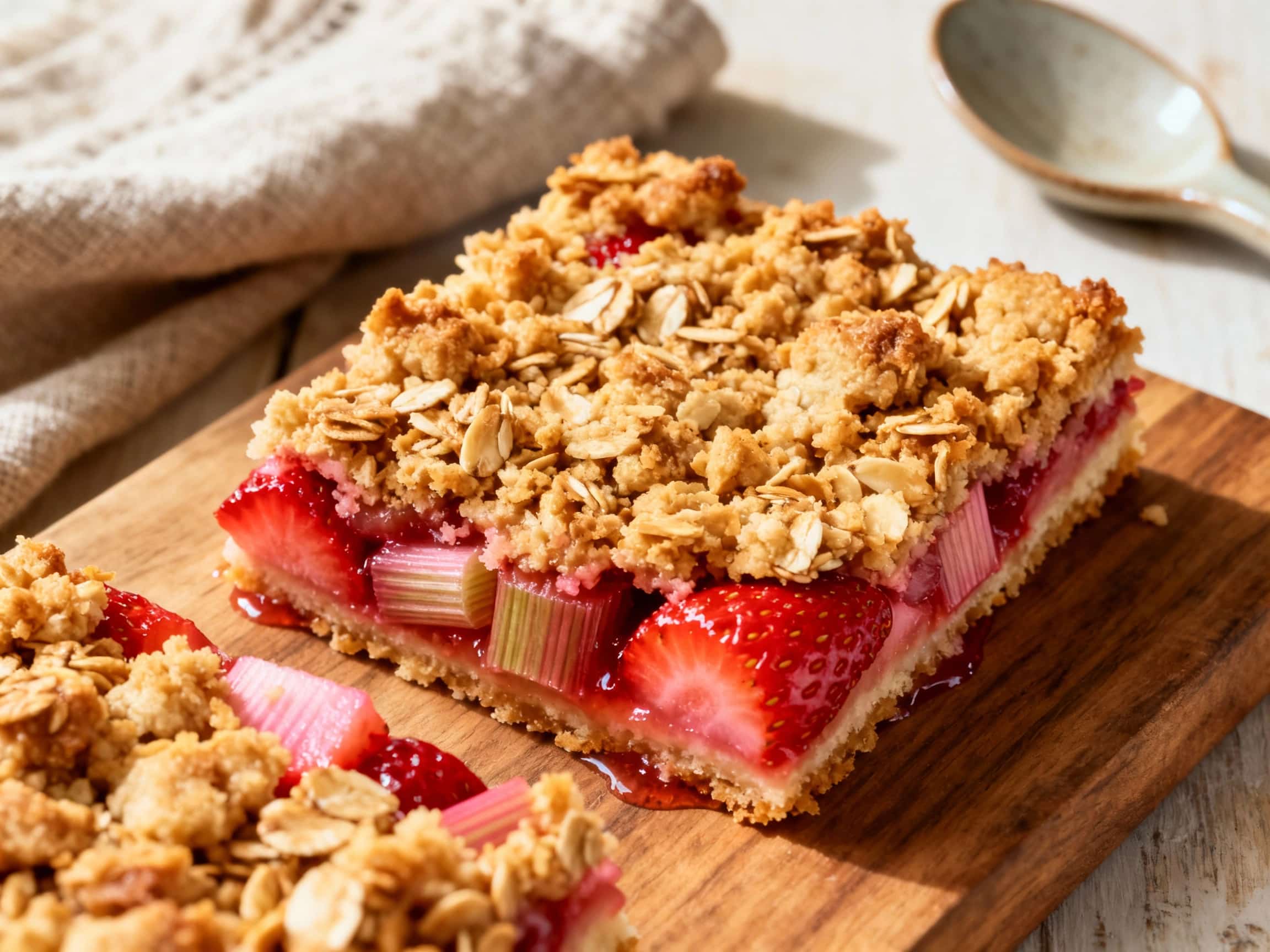 Strawberry Rhubarb Crumble Bars