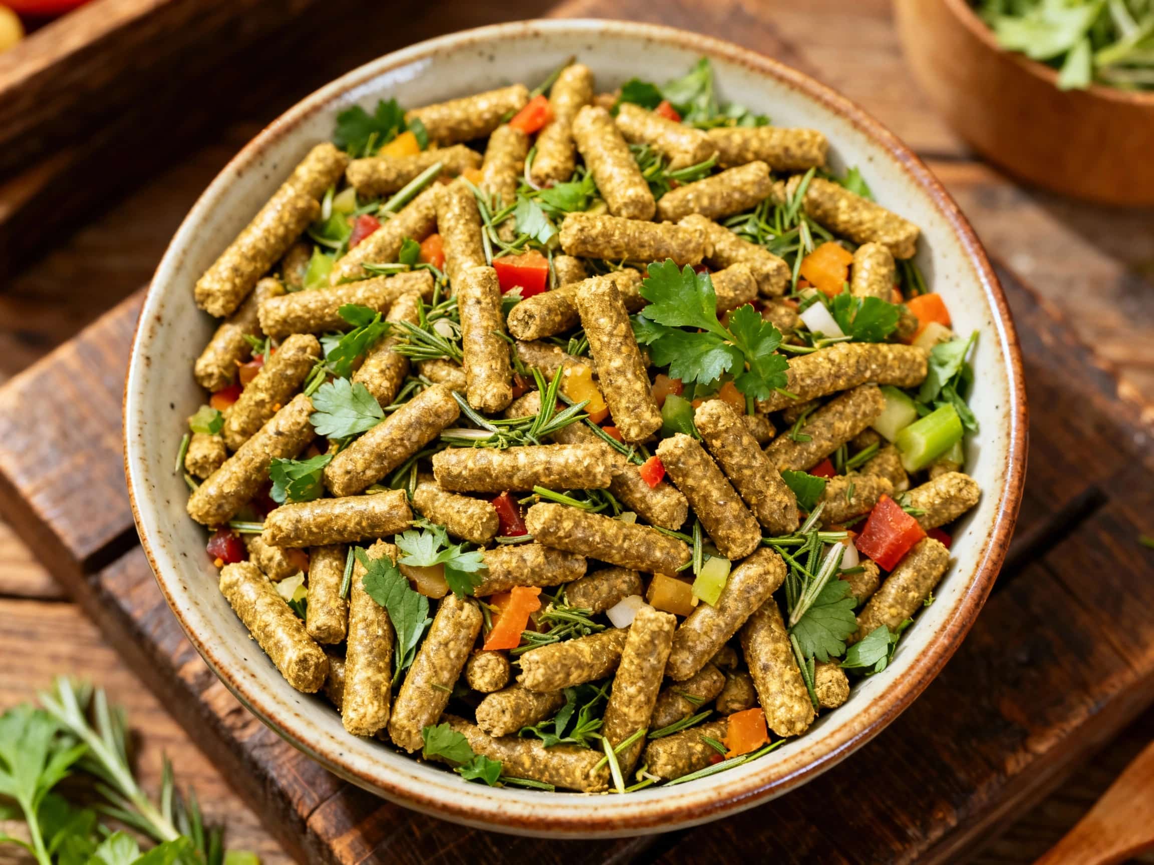 Enriched Rabbit Alfalfa Pellets with Herbs and Veggies