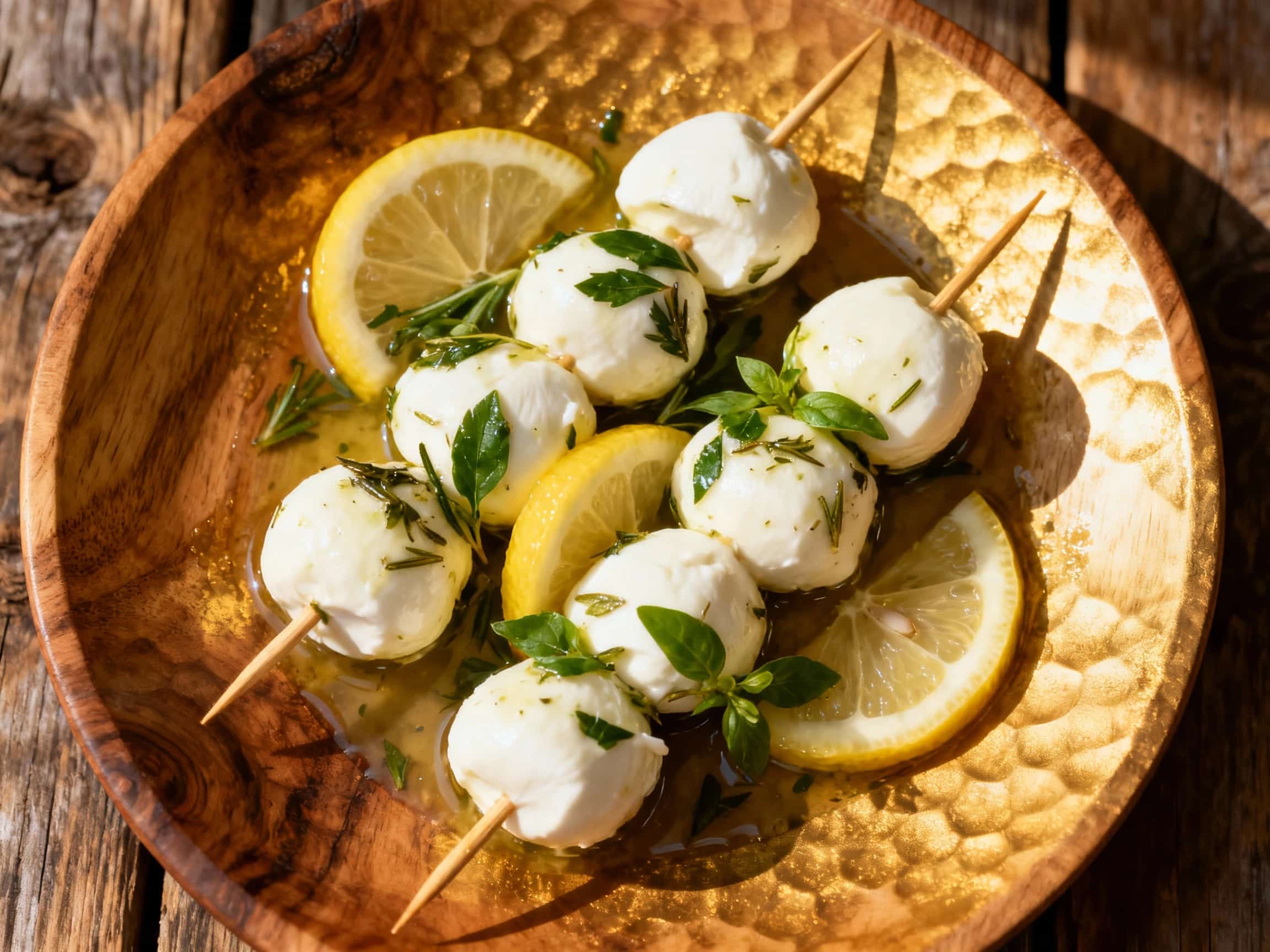 Lemon-Herb Marinated Mozzarella Skewers