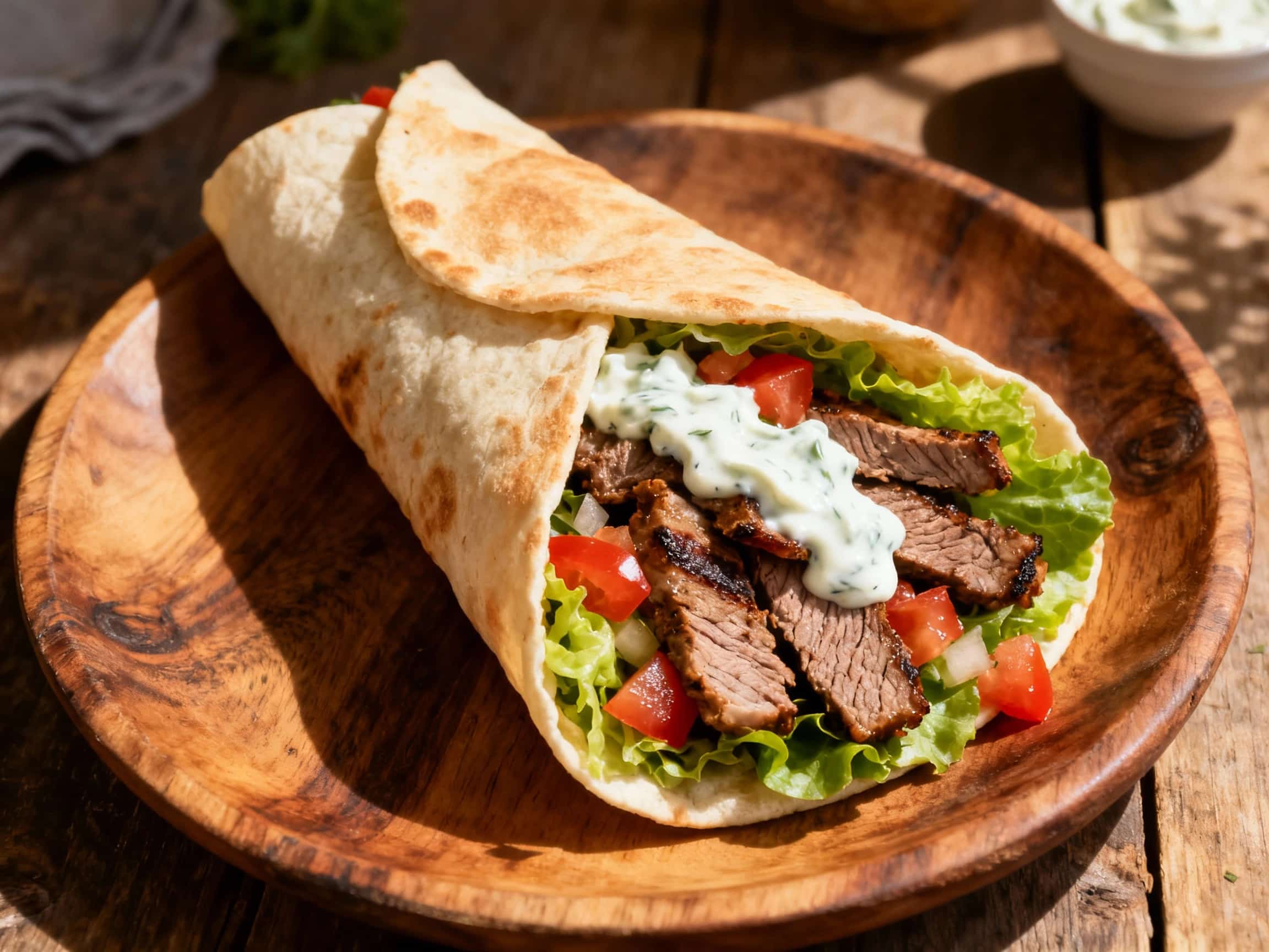 Greek Lamb Gyro Wrap with Tzatziki Sauce