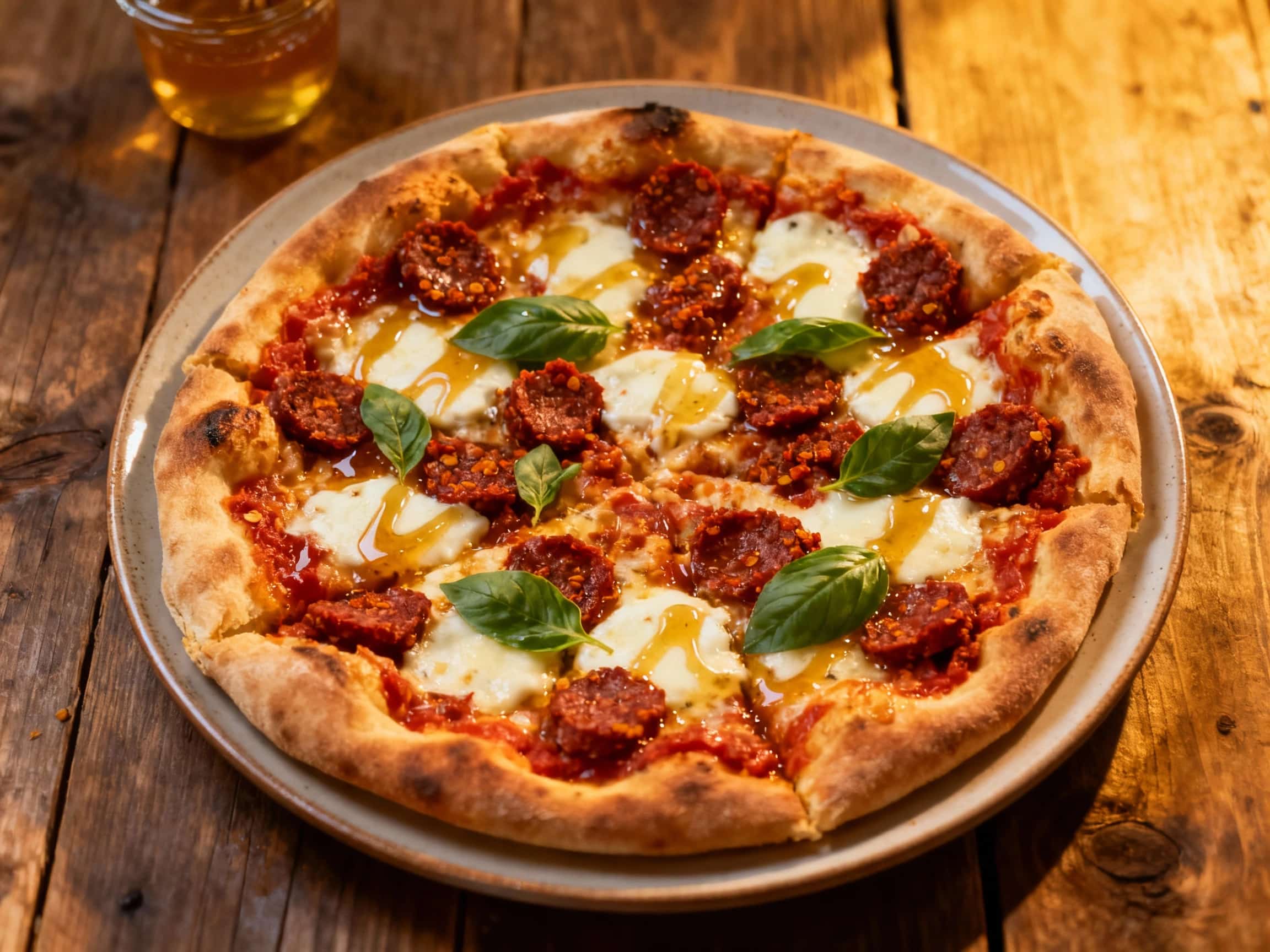Spicy Nduja and Honey Sicilian Pizza