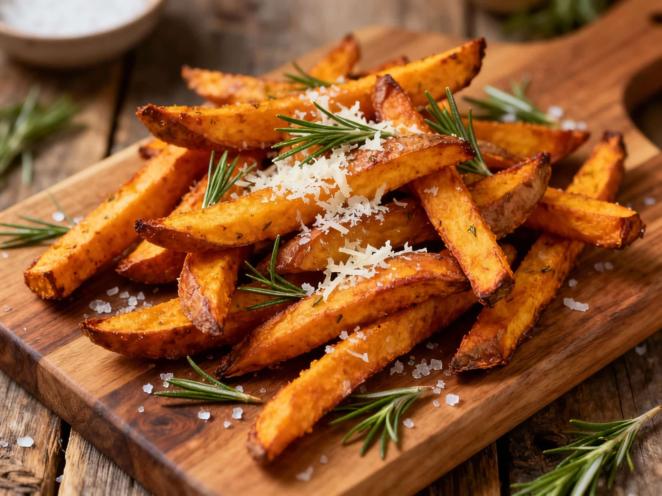 Parmesan Rosemary Oven-Baked Sweet Potato Fries
