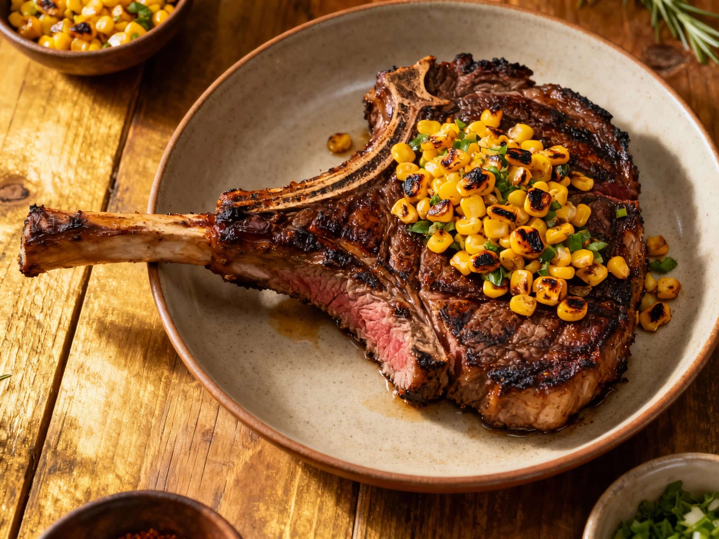 Smoked Porterhouse with Charred Corn Salsa