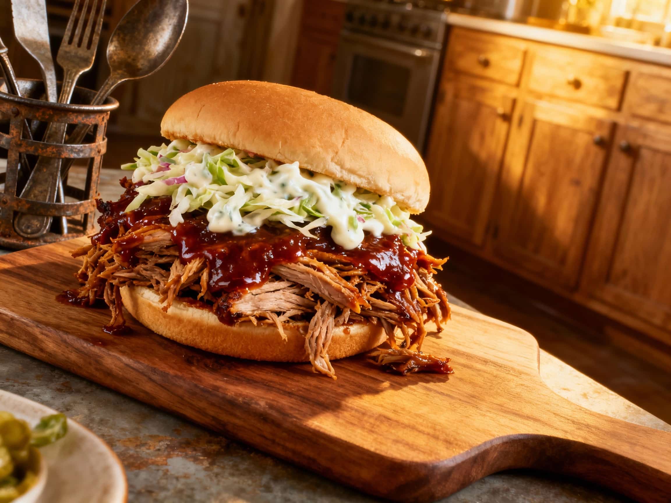 Pulled Pork BBQ Sandwich with Creamy Slaw