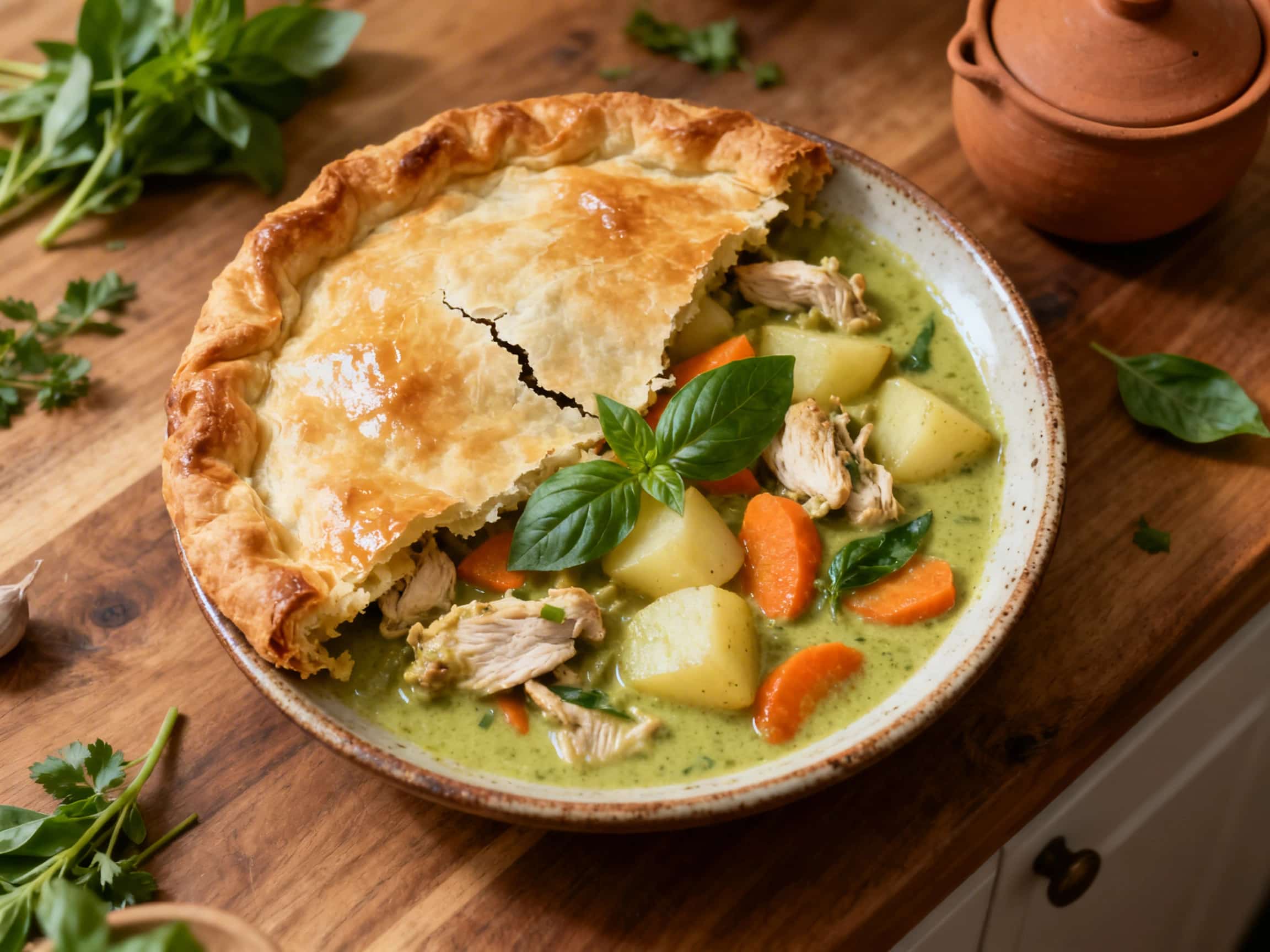 Thai Green Curry Chicken Pot Pie