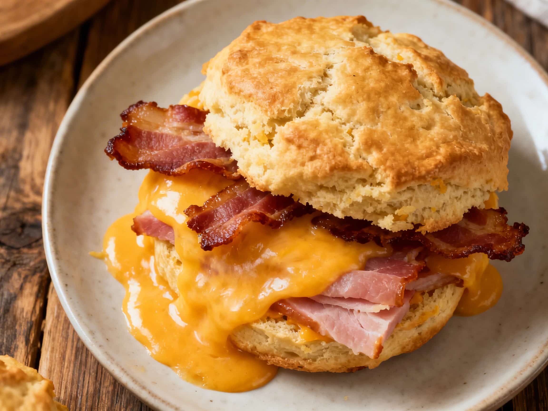 Savory Bacon, Ham, and Cheese Biscuits