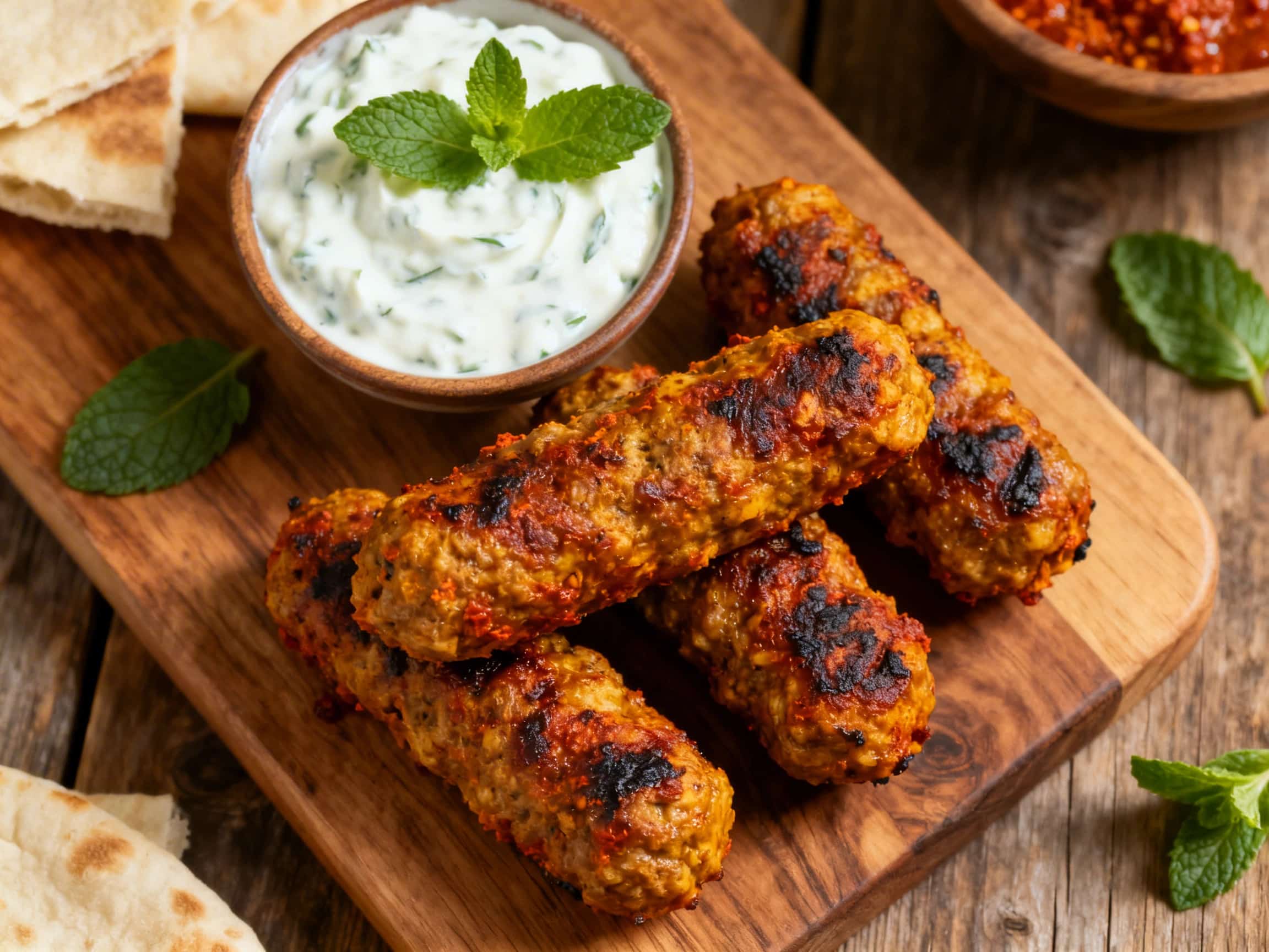 Harissa Lamb Kofta with Mint Yogurt Dip